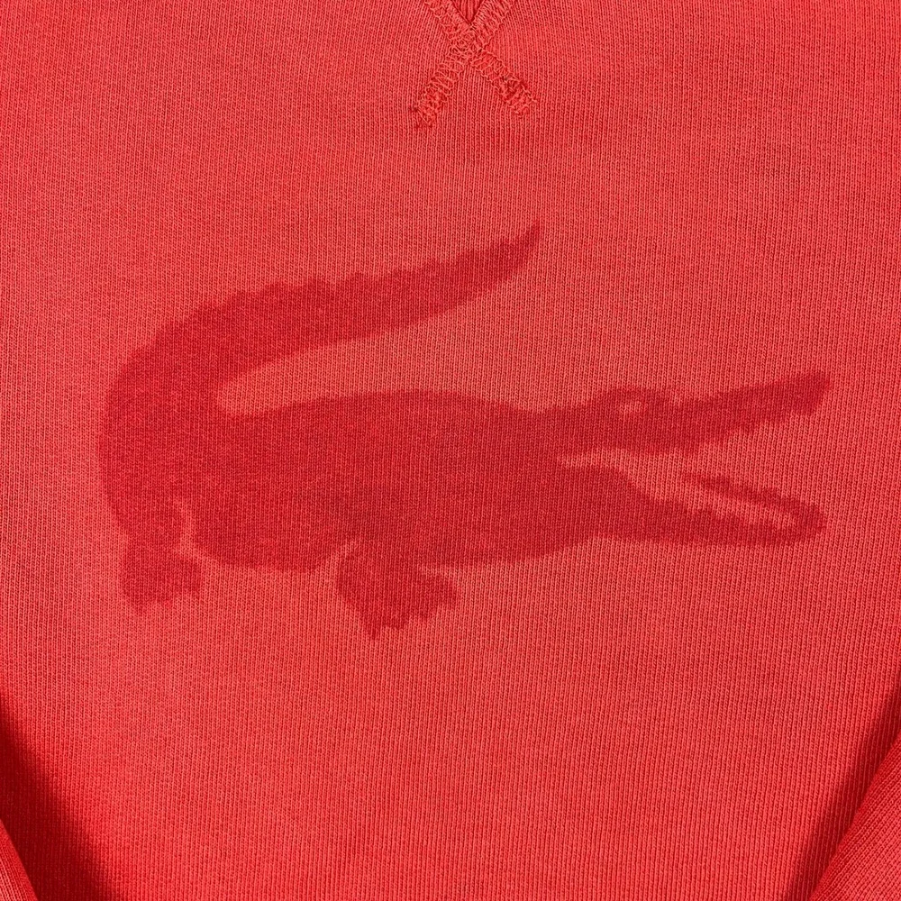 Lacoste Kids 8 Red Sweatshirt Big Logo Pullover Crew Neck Long Sleeve